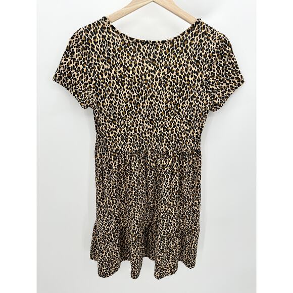 Mi.Ami Brown Black Cheetah Print Short Sleeve Mini Dress Women's Size Small S - Picture 2 of 8
